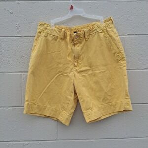 Polo Ralph Lauren Chino Shorts Flat Front Casual Yellow‎ Mens Size 35 Pony